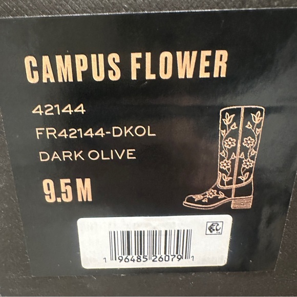 Frye Campus 14L Anthropologie Floral Olive Green Boot NIB 9.5 - Picture 3 of 5